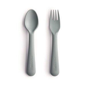 Mushie Kinderbestek Set Lepel en Vork - Sage