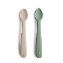 Mushie Kinderbestek Set Lepels - Cambridge blue / Shifting Sand