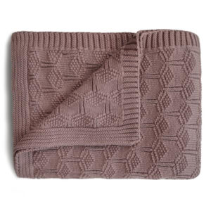 Mushie Deken Knitted Honeycomb Baby Blanket - Desert Rose