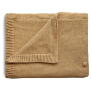 Mushie Deken Knitted Textured Dots Baby Blanket - Mustard Melange