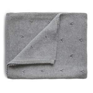 Mushie Deken Knitted Pointelle Baby Blanket - Grey Melange