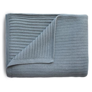 Mushie Deken Knitted Ribbed Baby Blanket - Smoke