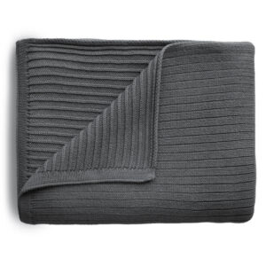Mushie Deken Knitted Ribbed Baby Blanket - DarkGrey Melange