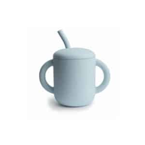 Mushie Trainings Drinkbeker met Rietje - Powder Blue