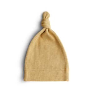 Mushie Babymuts Beanie Newborn - Mustard Melange 0-3 maand