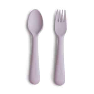 Mushie Kinderbestek Set Lepel en Vork - Soft Lilac