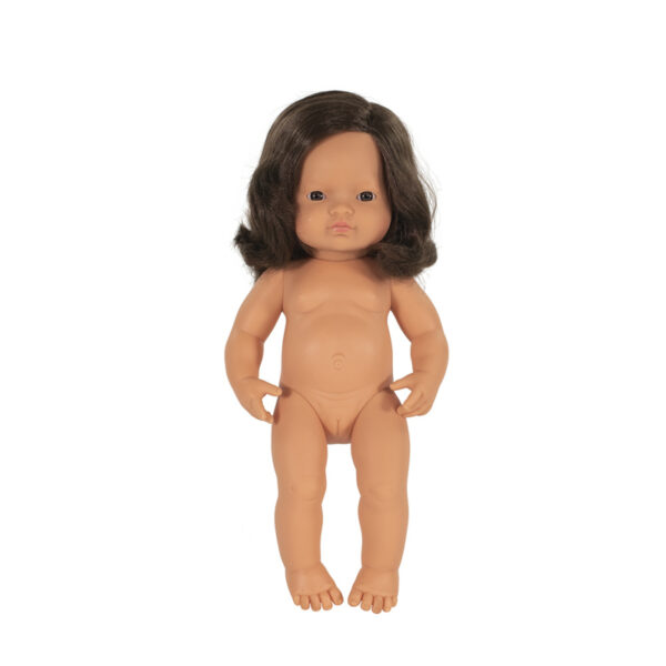 Miniland Pop Europees Bruinharig Meisje - Girl (38 cm)