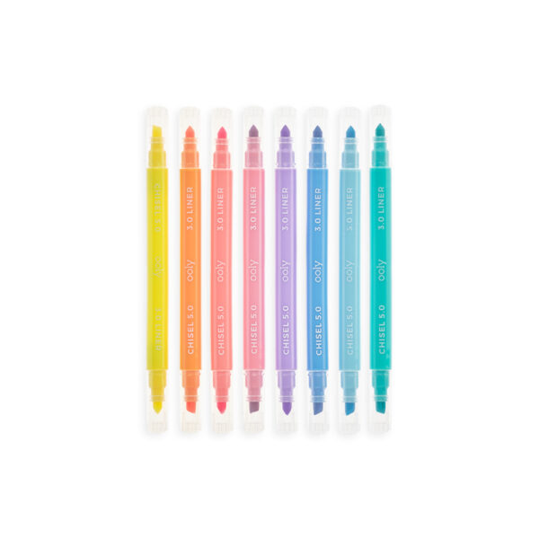 Ooly Stiften Dubbelzijdig Pastel Liners - Set van 8 Pastel stiften
