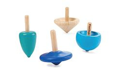Plantoys Houten Tollen Set (4 stuks)