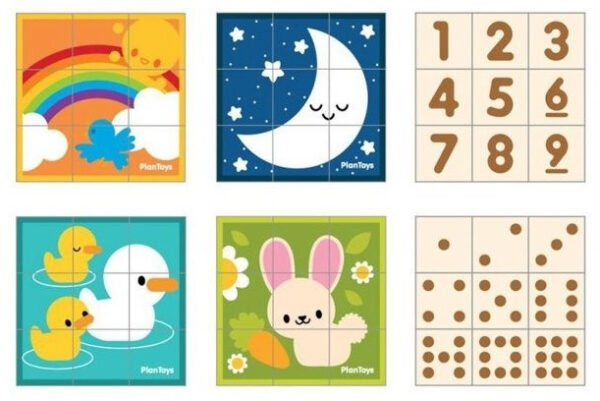Plantoys Houten Puzzel Blokken - Puzzle Cubes