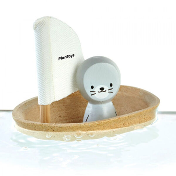 Plantoys Houten Badspeeltje - Zeilboot Zeehond