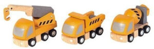 Plantoys Houten Auto Snelweg Onderhoud Voertuigen - Oranje (set van 3)
