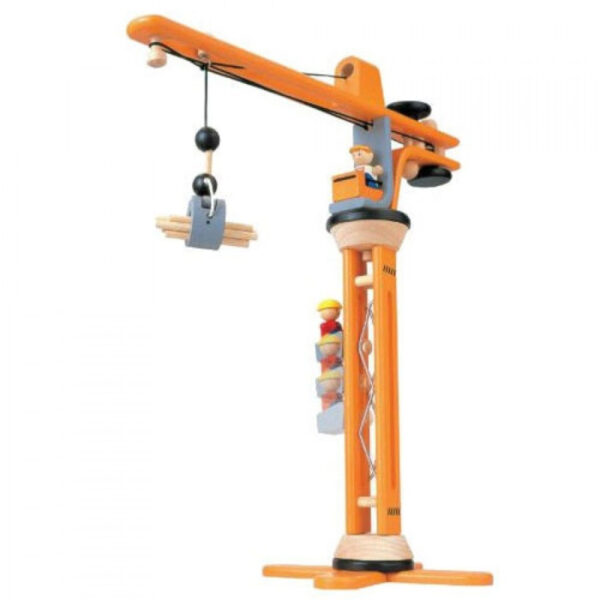 Plantoys Houten Hijskraan - Oranje