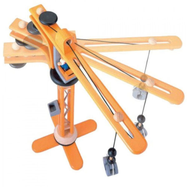 Plantoys Houten Hijskraan - Oranje