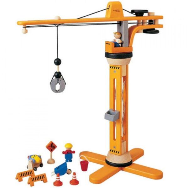 Plantoys Houten Hijskraan - Oranje