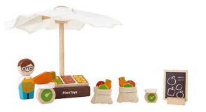 Plantoys Houten Speel Marktkraam Set - Poppenhuis (op=op)