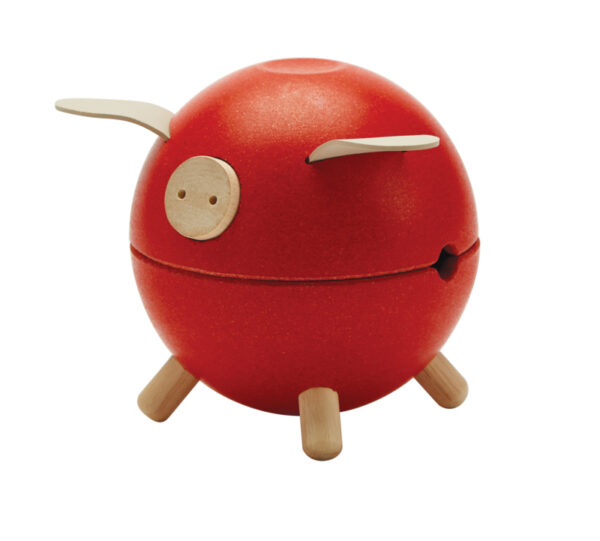Plantoys Houten Spaarvarken - Rood + 3jr