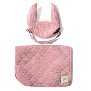 ByAstrup Stokpaard Zadeldekje en Muts Corduroy Roze 5706798843724 - 184372 (1)