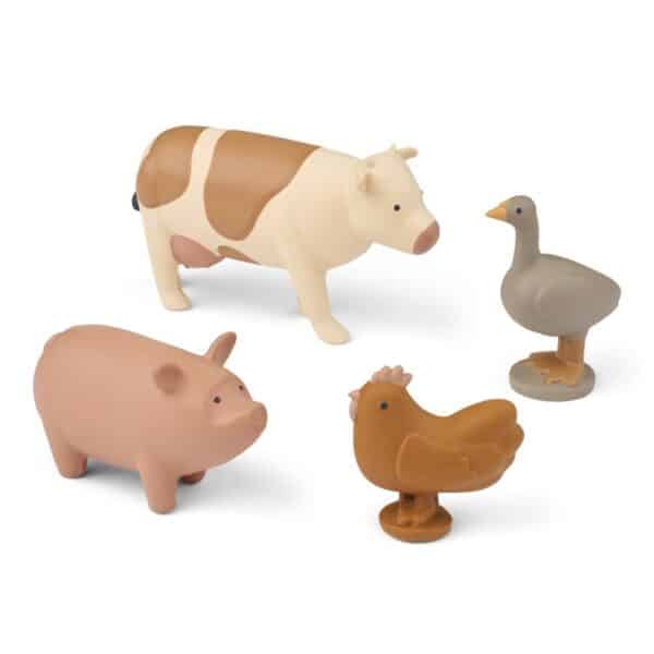 Hallie Farm Animal 4-Pack_LW18861_2040 Liewood Boederij Dieren Hallie Farm (set van 4) 5715493154011