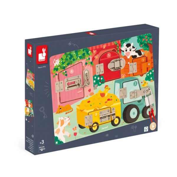 Janod Montessori Activiteitenbord met Sloten en Grendels De Boerderij +3jr 3700217371197 - 117119 (9)