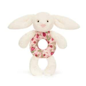 Jellycat Bashful Rammelaar Konijn Blossom Cream Bunny Berry Ring Rattle 670983160963