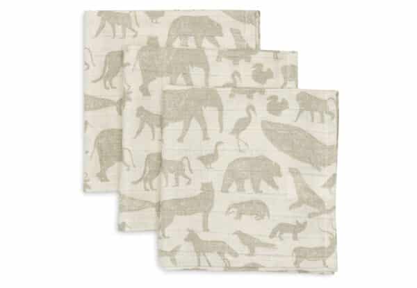 Jollein Monddoekjes Hydrofiel Animal Olive Green (set van 3) 8717329377097 - 537-848-67043 (1)