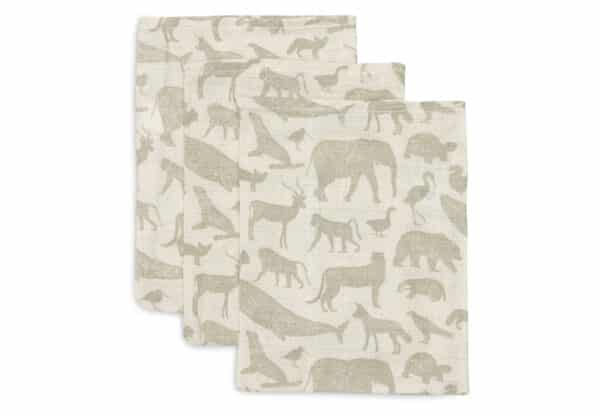 Jollein Washandjes Hydrofiel Animals Olive Green (set van 3) 8717329377004 - 536-848-67043 (1)