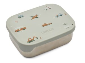 Liewood Lunchtrommel RVS Arthur Vehicles Dove Blue Mix 5715335086135 (1)