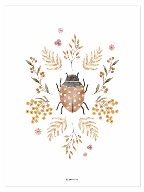 Lilipinso Coccinella Poster Ladybird and Flowers 3700412477144