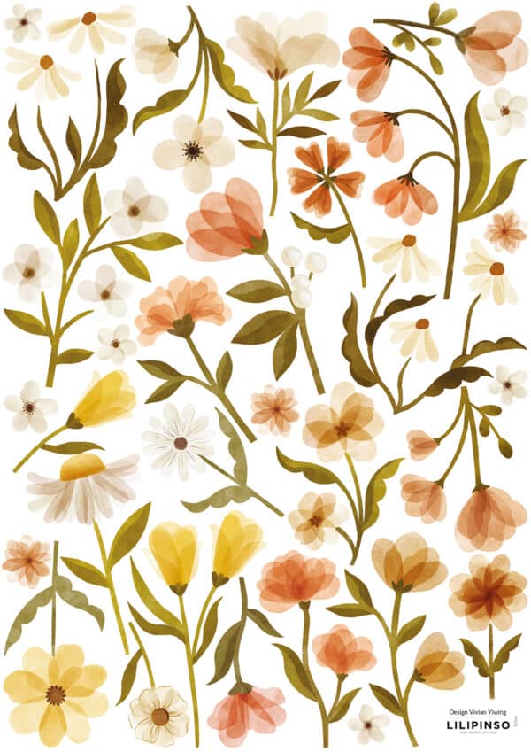 Lilipinso Felidae Muurstickers A3 - Vintage Flowers S1516 (1)