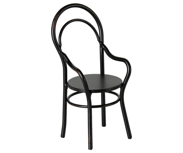 Maileg Poppenhuis Miniature Chair with Armrest Stoel Zwart 5707304144335