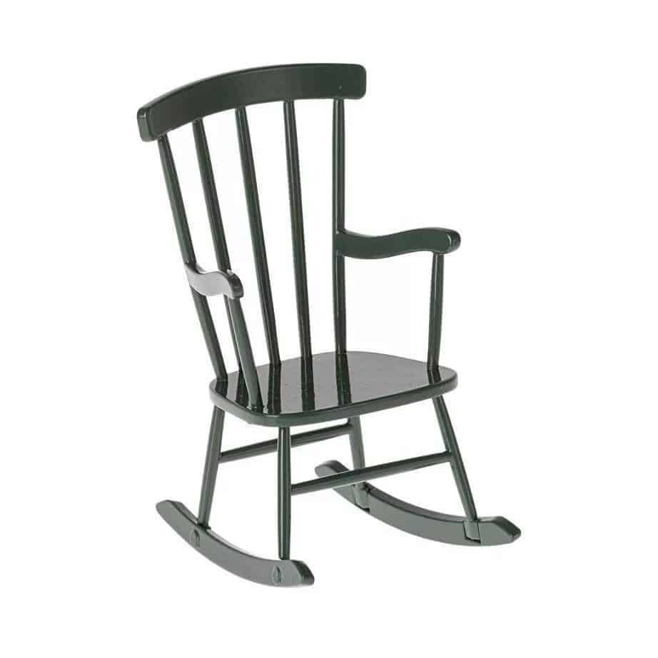 Maileg Poppenhuis Schommelstoel Rocking Chair Mouse Dark Green 5707304134428 (1)