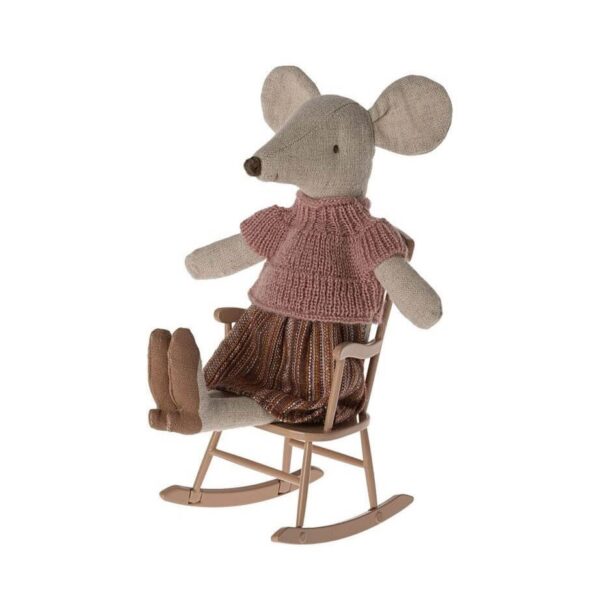 Maileg Poppenhuis Schommelstoel Rocking Chair Mouse Dark Powder 5707304134411 (2)