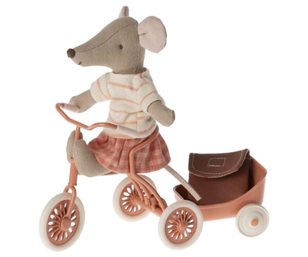 Maileg Tricycle Mouse Big Sister Driewieler Muis Coral 5707304134282 (1)