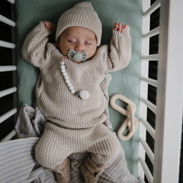 Mushie Baby Broek Chunky Knit Pants Beige 0 - 3 maand 810052468471 (4)