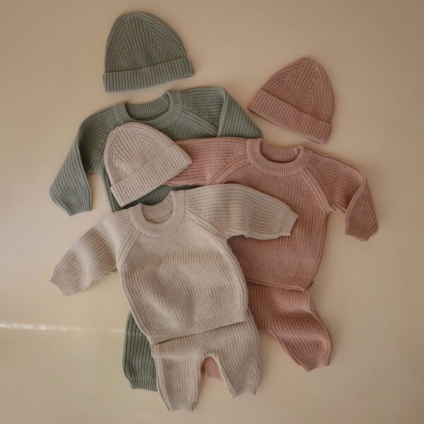 Mushie Baby Broek Chunky Knit Pants Beige 0 - 3 maand 810052468471 (7)