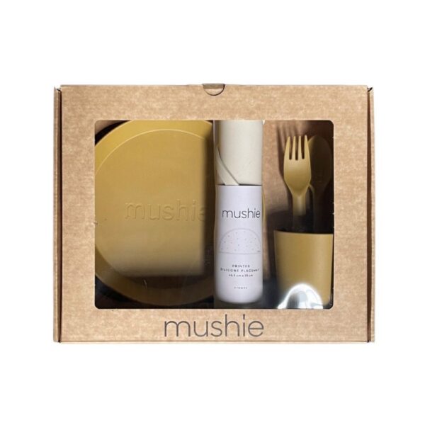 Mushie Giftbox Kinderservies Rond - Mustard (2)