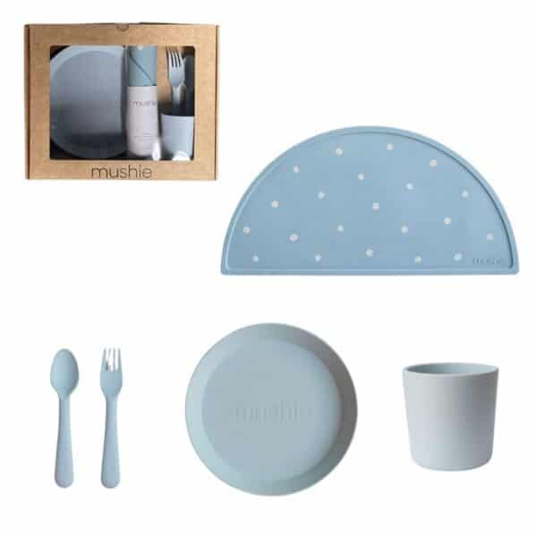 Mushie Giftbox Kinderservies Rond - Powder Blue (1)
