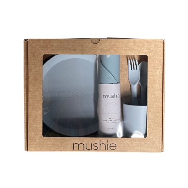 Mushie Giftbox Kinderservies Rond - Powder Blue (2)