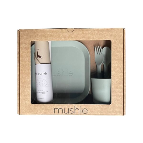 Mushie Giftbox Kinderservies Vierkant - Sage (2)