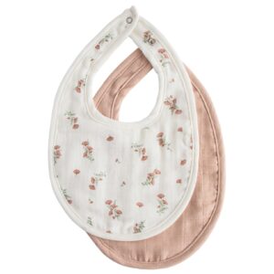 Mushie Slabbetje Muslin Bib (set van 2) - Blush Pink Floral 0810052469577