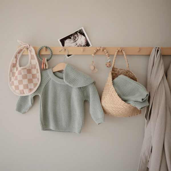 Mushie Slabbetje Muslin Bib (set van 2) - Olive Check Natural Check 0810052469621 (4)