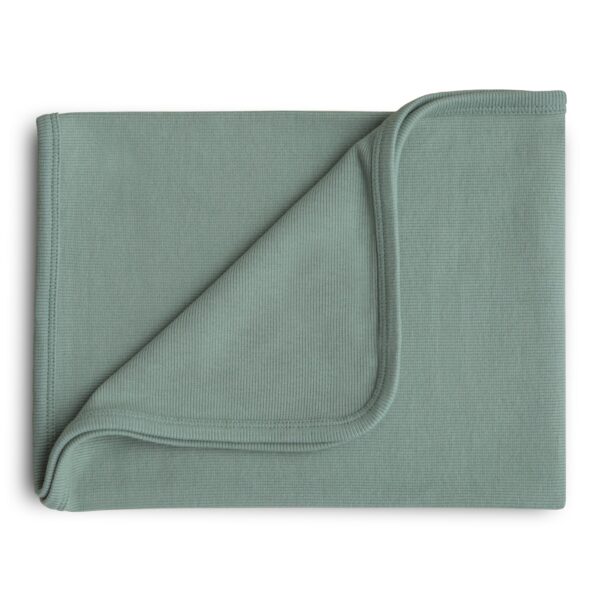 Mushie Wiegdeken Ribbed Baby Blanket - Roman Green 810052469362 7050502 (1)