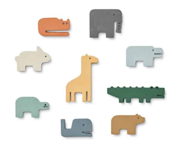 Pia animals_LW17879_1731_Blue multi mix_1 Liewood Badspeeltjes Pia (9 stuks) - Blue Multi Mix 5715493131685 (2)