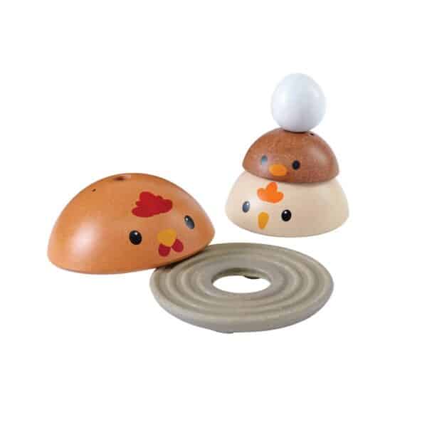 Plantoys Houten Kippen Stapel Spel - Modern Rustic +1jr - 5485 - (2)