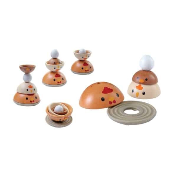 Plantoys Houten Kippen Stapel Spel - Modern Rustic +1jr - 5485 - (4)