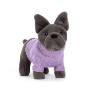 S3FDP Jellycat Knuffel Hond French Bulldog Purple Sweater 670983146479 (1)