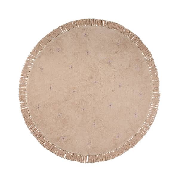 Tapis Petit vloerkleed rond rose met lila bloem TC1061