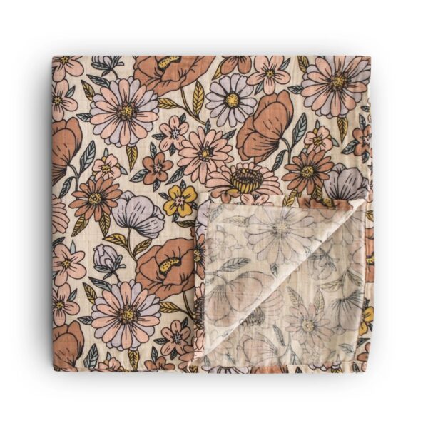 mushie swaddle hydrofiele doek xl retro flowers 1
