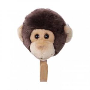 wild and soft wandhaak pluche dierenkop aap